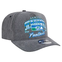 Men's New Era  Black Seattle Seahawks Throwback Washed A-Frame 9FIFTY Snapback Hat