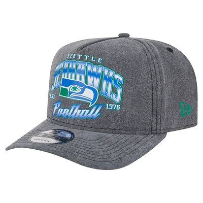 Men's New Era  Black Seattle Seahawks Throwback Washed A-Frame 9FIFTY Snapback Hat