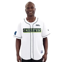 Maillot de baseball à boutons complets pour homme Starter White Seattle Seahawks Relay