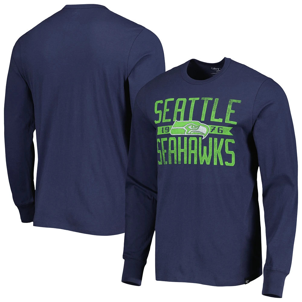 T-shirt à manches longues pour homme '47 College Navy Seattle Seahawks Brand Wide Out Franklin