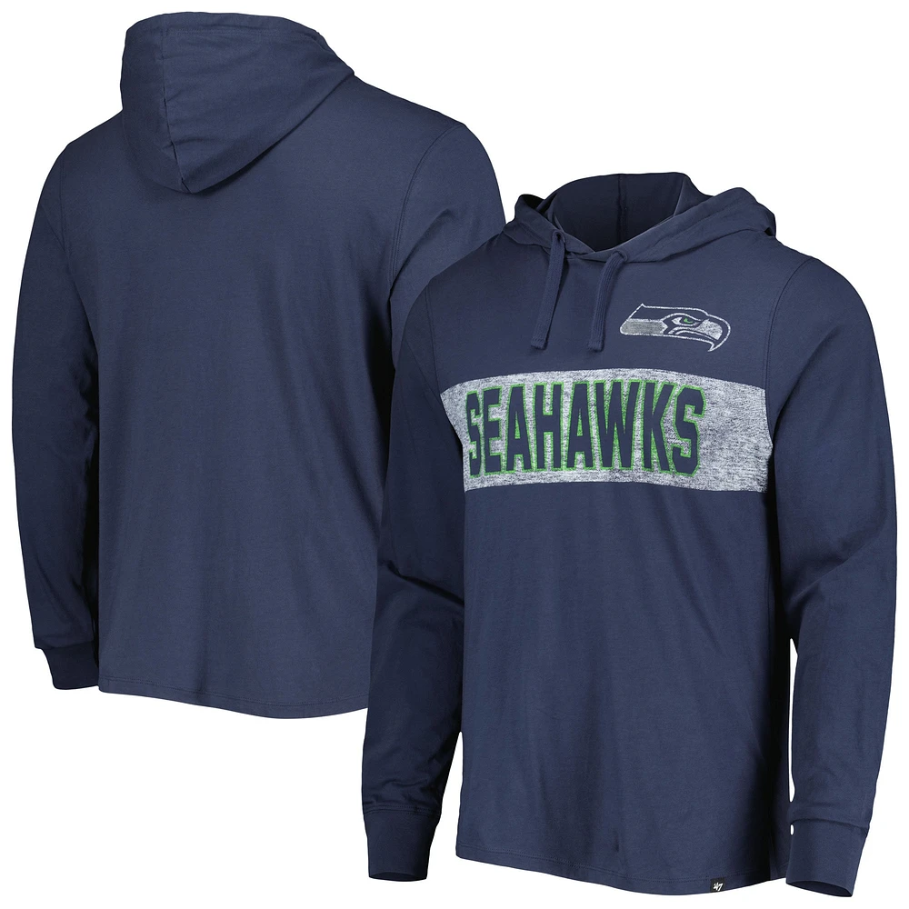 T-shirt à capuche manches longues pour homme '47 College Navy Seattle Seahawks Field Franklin