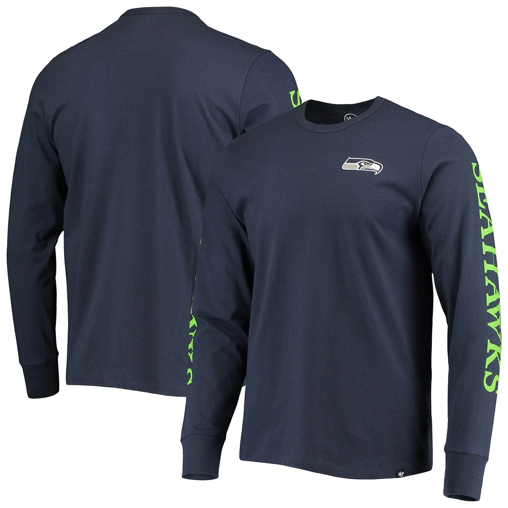 Men's '47 College Navy Seattle Seahawks Franklin Long Sleeve T-Shirt