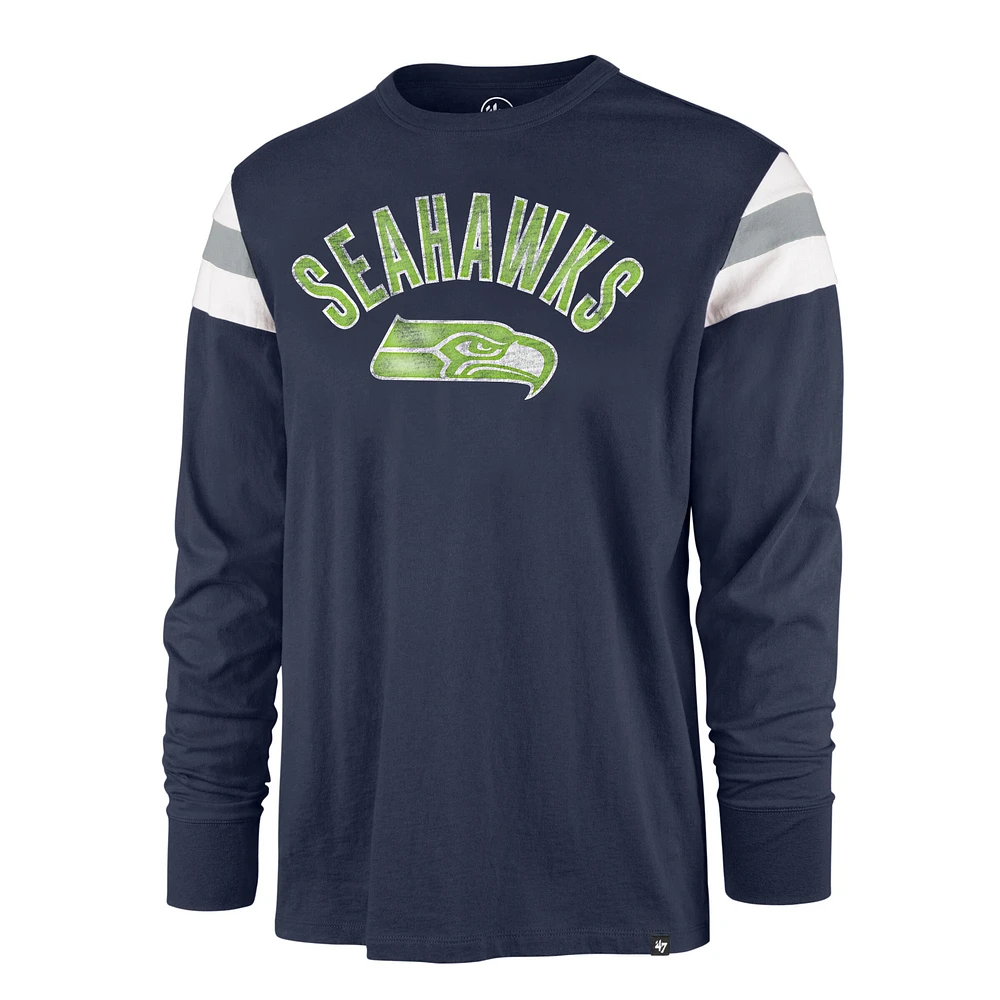 T-shirt à manches longues pour hommes '47 College Navy Seattle Seahawks Franklin Rooted