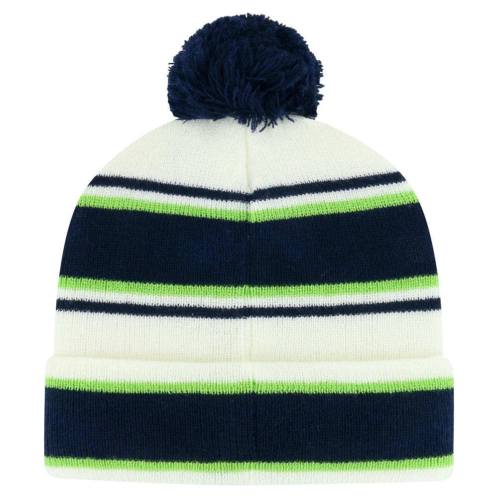 Bonnet en tricot à revers Powerline des Seahawks de Seattle '47 College Navy pour femmes avec pompon