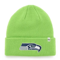 Bonnet en tricot basique à revers pour hommes Seattle Seahawks '47 vert fluo