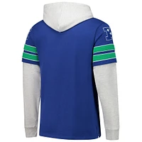 Men's '47 Royal Seattle Seahawks  Throwback Double Header Blitz Cornerback Pullover Hoodie