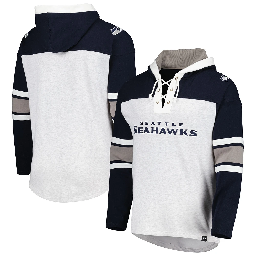 Chandail à capuchon lacets gris chiné pour hommes '47 Seattle Seahawks Gridiron