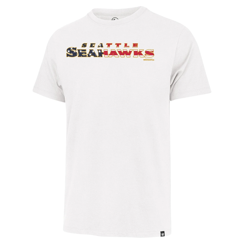 Men's '47 White Seattle Seahawks Flag Script Franklin T-Shirt