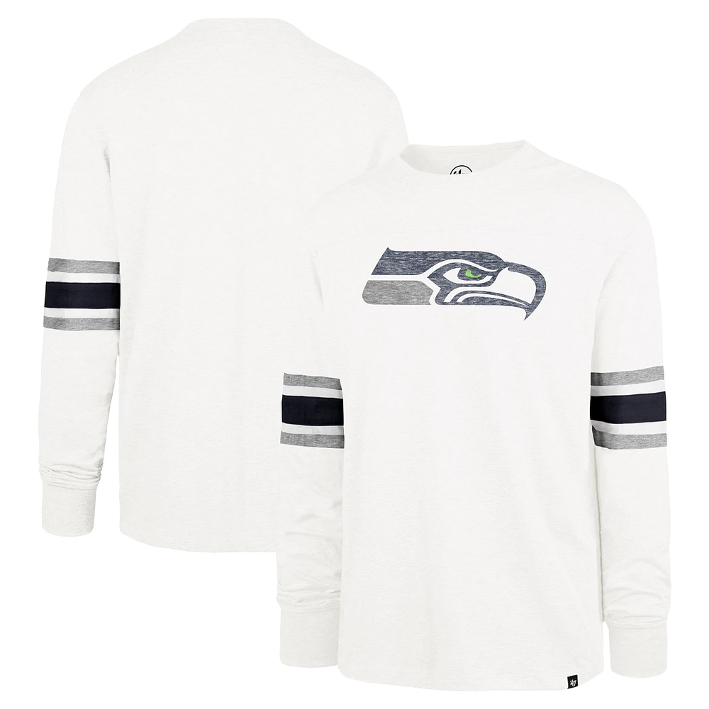 Men's '47 White Seattle Seahawks Gridiron Premier Brex Long Sleeve T-Shirt