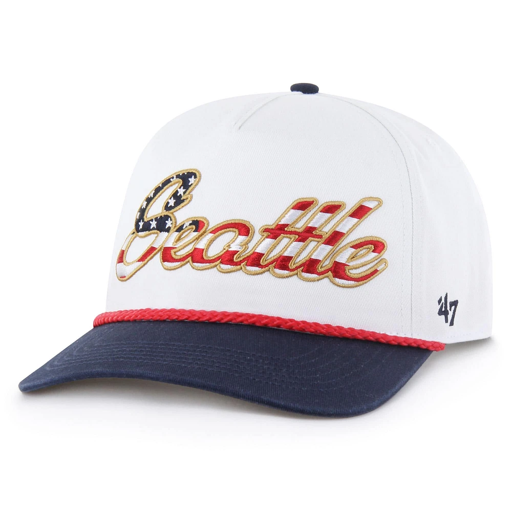 Men's '47 White Seattle Seahawks Patriotic Overhand Hitch Adjustable Hat