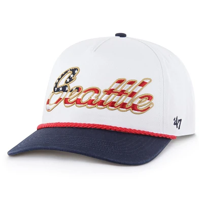 Men's '47 White Seattle Seahawks Patriotic Overhand Hitch Adjustable Hat