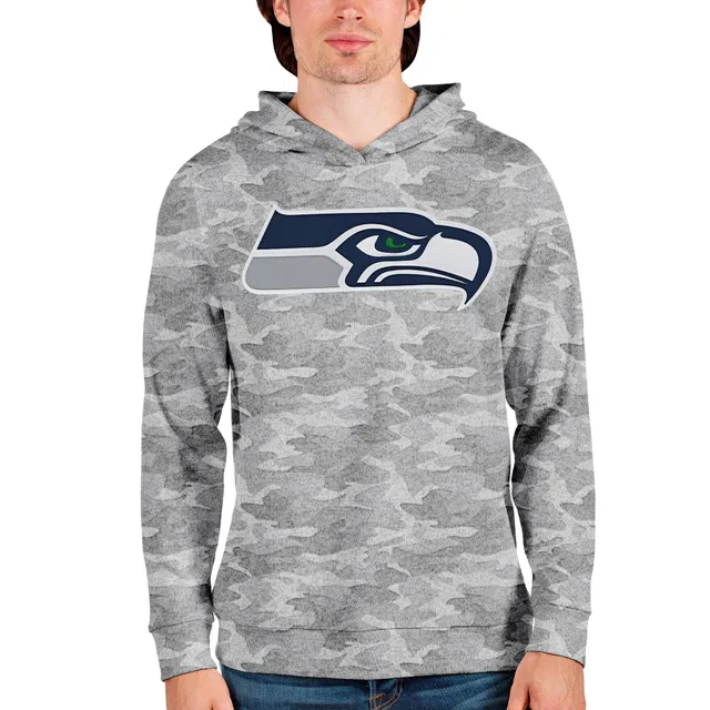 Men's Antigua White Seattle Seahawks Victory Chenille Pullover Sweatshirt