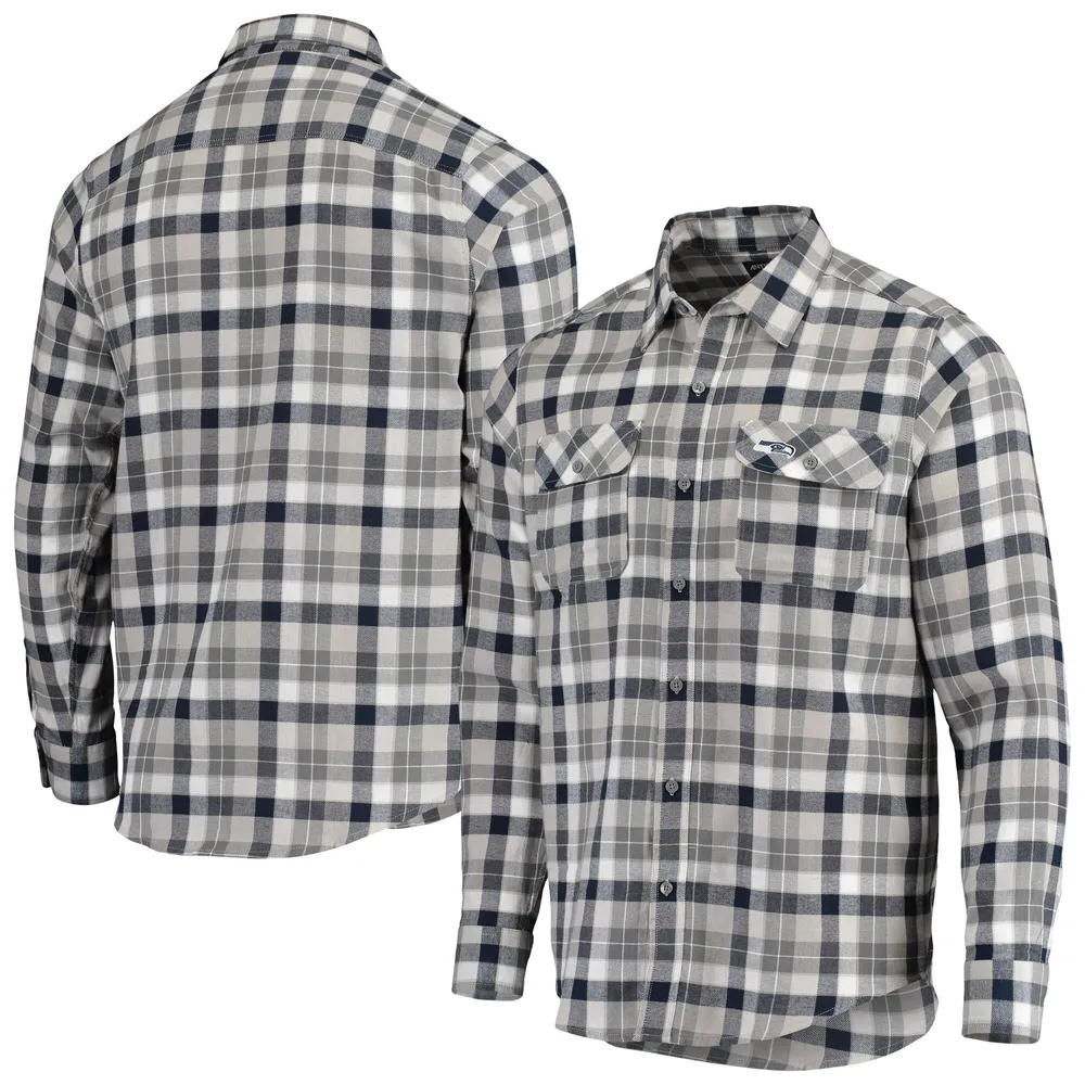 Lids Seattle Seahawks Antigua Ease Flannel Long Sleeve Button-Up