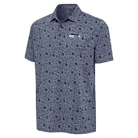 Men's Antigua Heather Navy Seattle Seahawks Relentless Polo