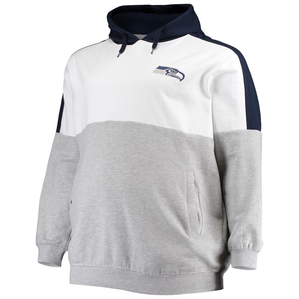 Men's College Navy/Heathered Gray Seattle Seahawks Big & Tall Team Logo Pullover Hoodie