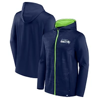 Sweat à capuche entièrement zippé pour homme, bleu marine/vert fluo, Seattle Seahawks Ball Carrier