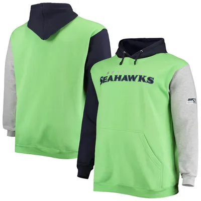 Seattle Seahawks Big & Tall Pullover Hoodie - College Navy/Neon Green