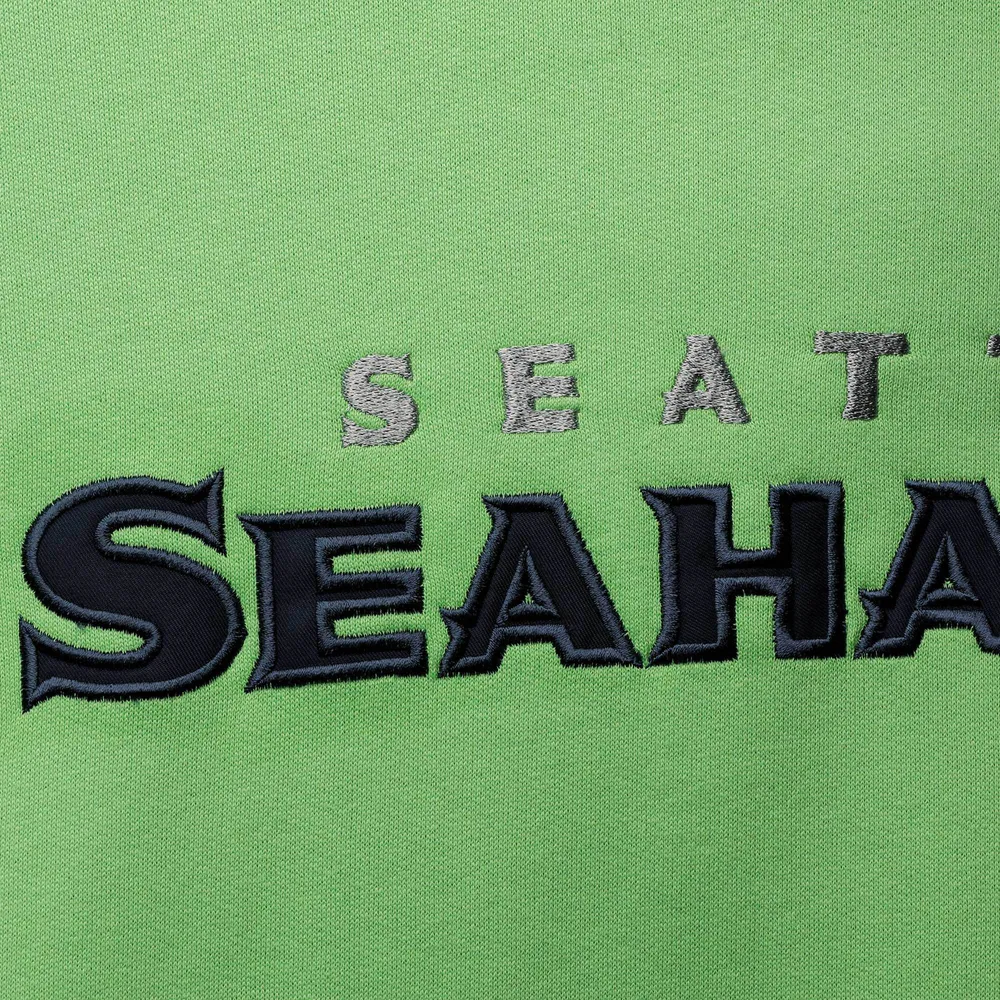 Men's College Navy/Neon Green Seattle Seahawks Big & Tall Pullover Hoodie