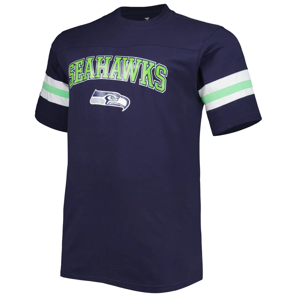 T-shirt à larges et hauts bras rayé Seattle Seahawks pour homme, bleu marine universitaire