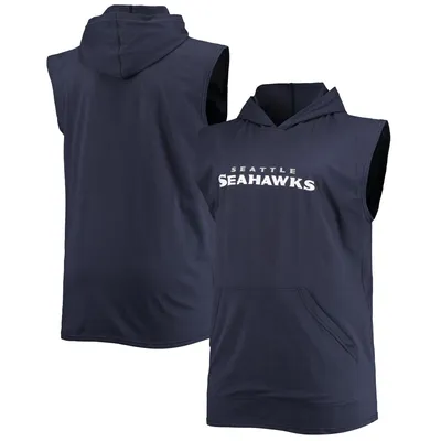 Seattle Seahawks Big & Tall Muscle Sleeveless Pullover Hoodie - College Navy