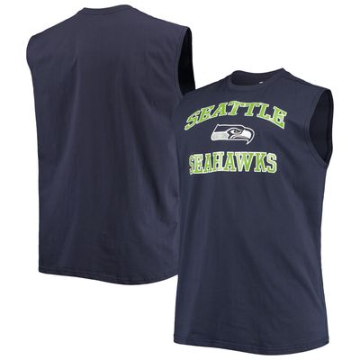 Men's College Navy Seattle Seahawks Big & Tall Muscle Tank Top