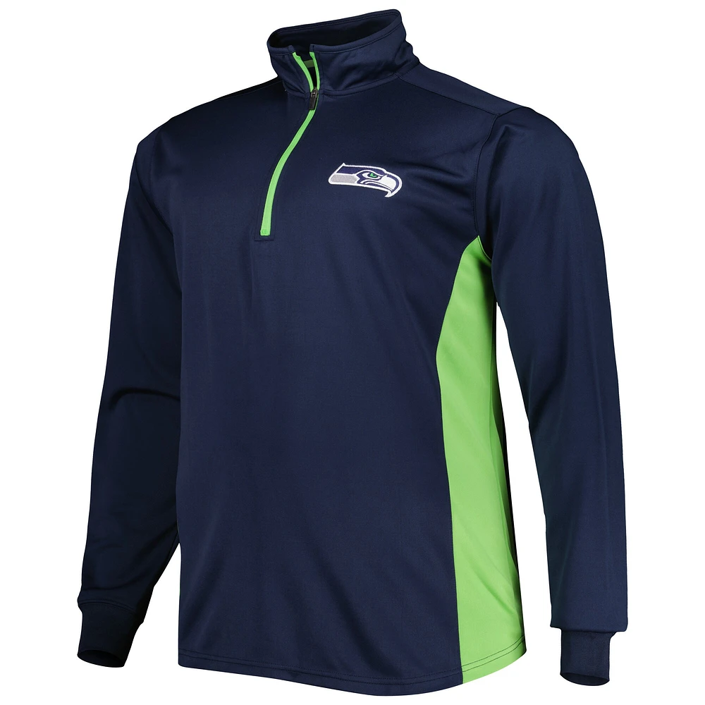 Haut à quart de zip Seattle Seahawks Big & Tall pour homme, bleu marine universitaire