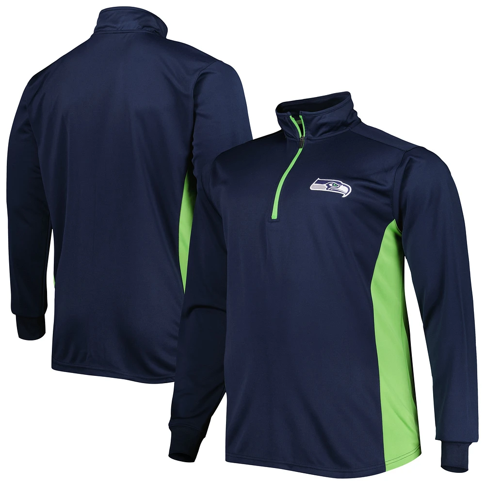 Haut à quart de zip Seattle Seahawks Big & Tall pour homme, bleu marine universitaire