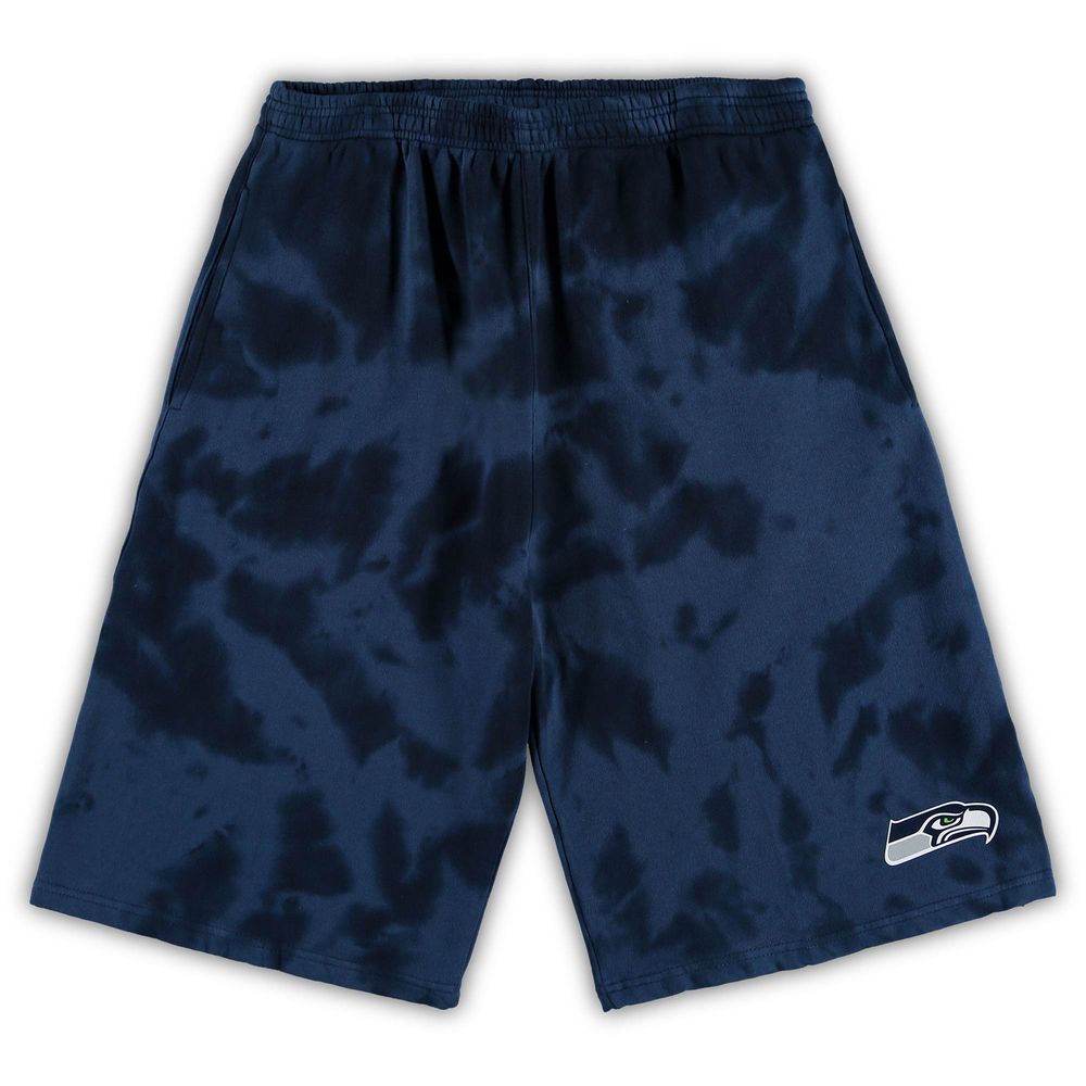 Men's College Navy Seattle Seahawks Big & Tall Tie-Dye Shorts