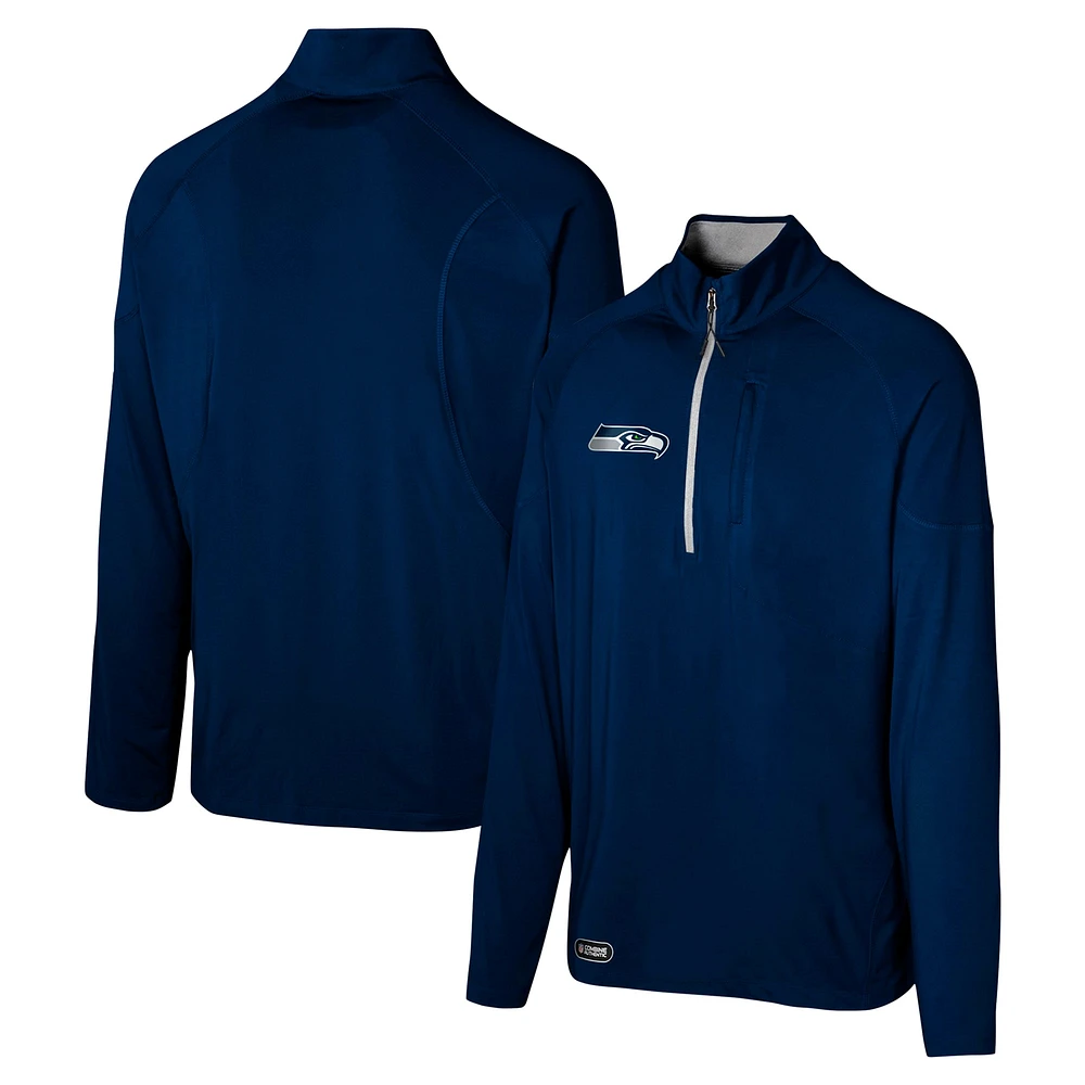 Haut à quart de zip pour hommes, bleu marine universitaire, Seattle Seahawks Grind Iron