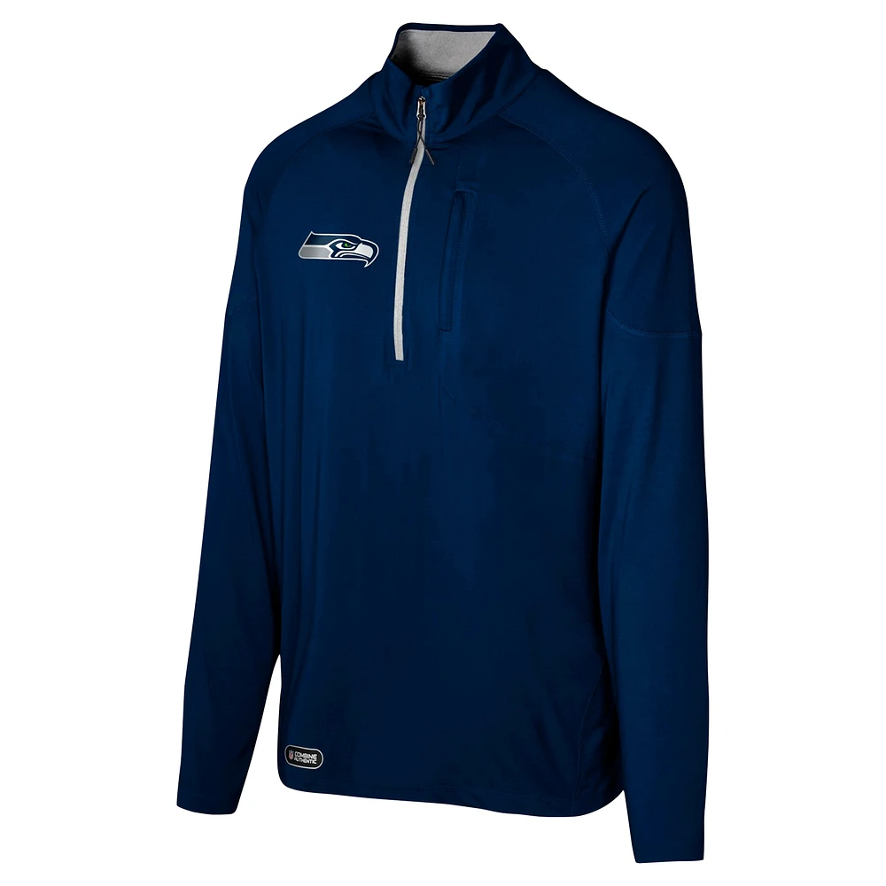 Haut à quart de zip pour hommes, bleu marine universitaire, Seattle Seahawks Grind Iron