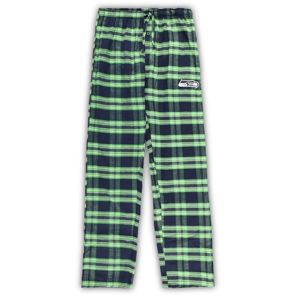 Men's Concepts Sport College Navy/Neon Green Seattle Seahawks Big & Tall Flannel Sleep Set