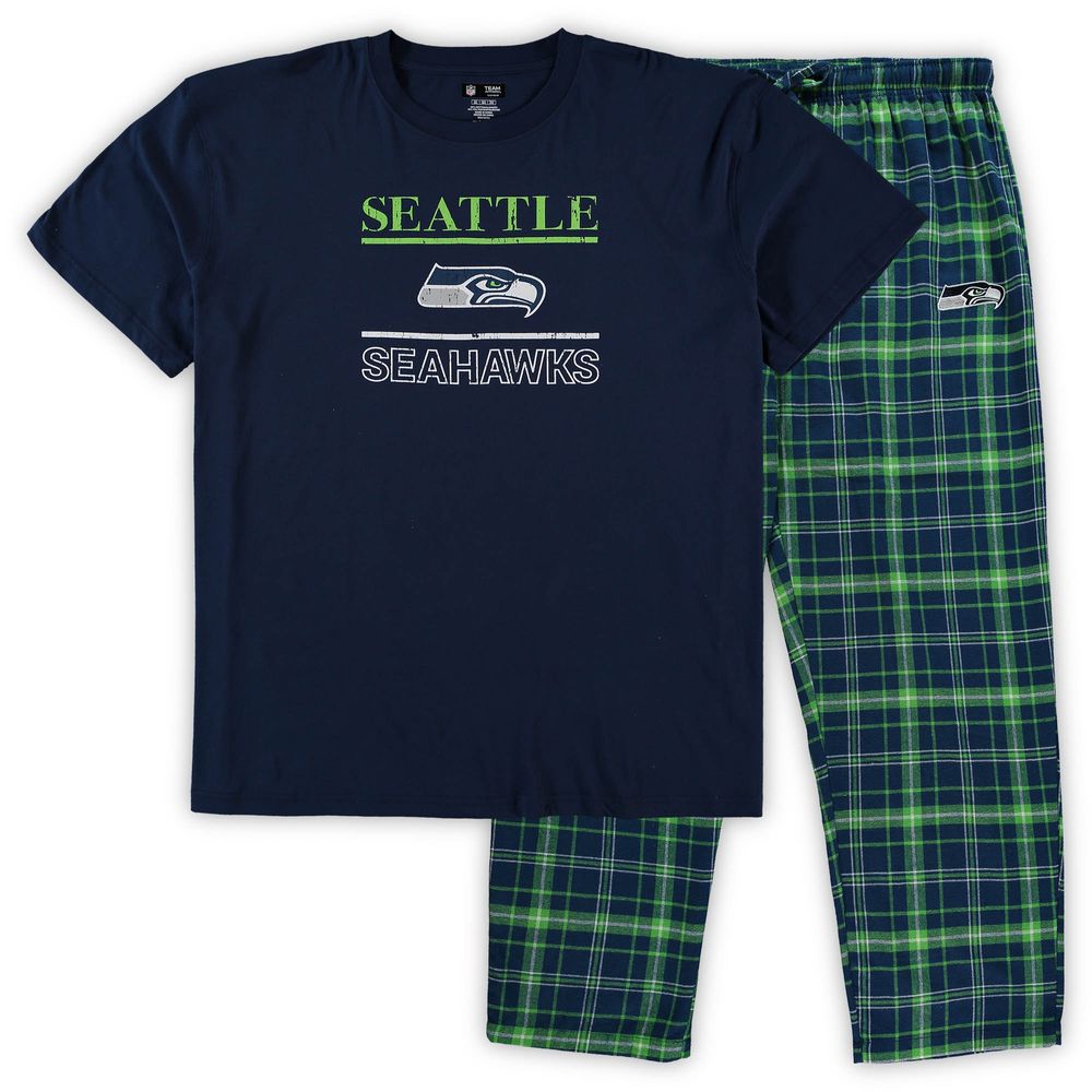 Men's Concepts Sport College Navy Seattle Seahawks Big & Tall Lodge T-Shirt and Pants Sleep Set