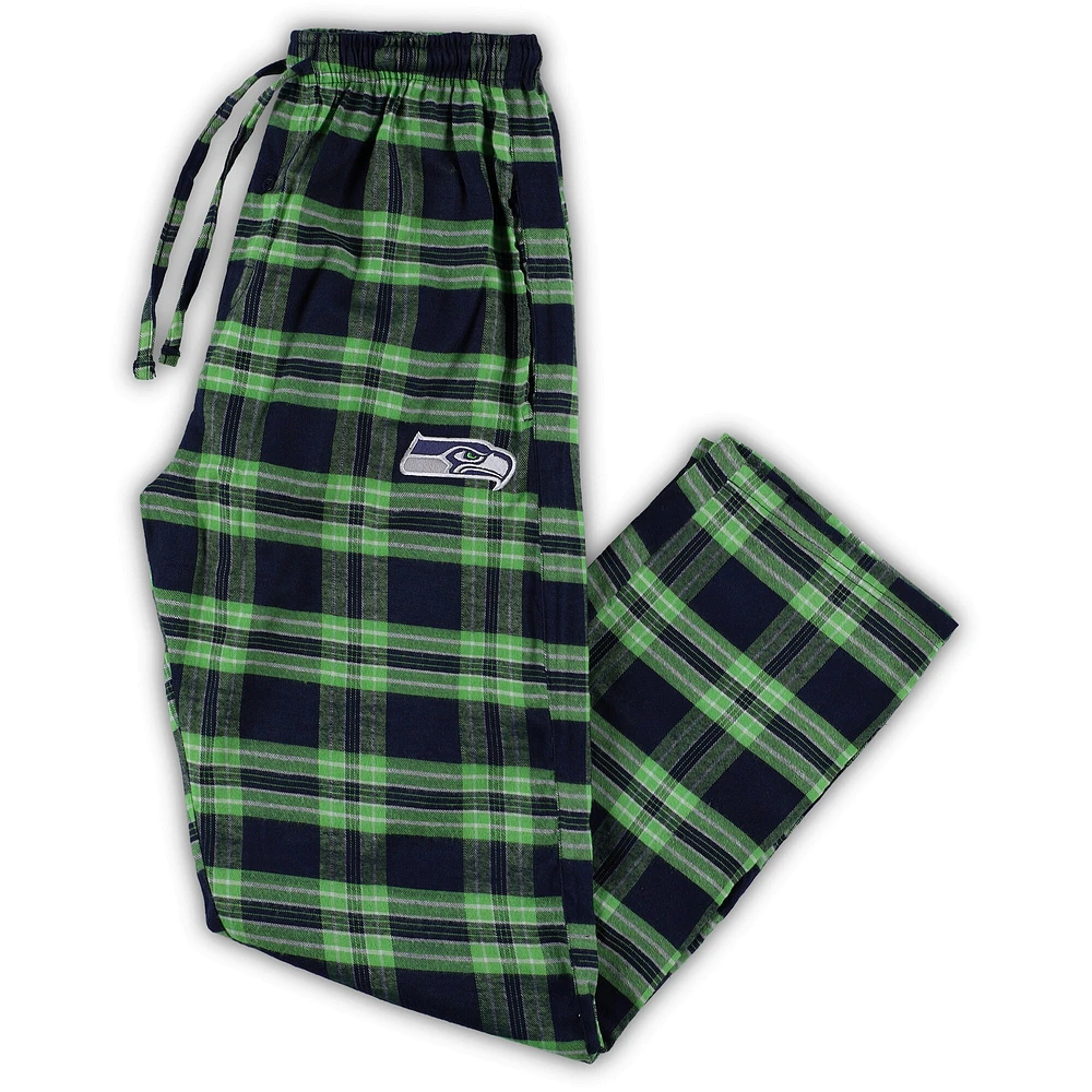 Pantalon de pyjama en flanelle pour homme Concepts Sport College Bleu marine/vert Seattle Seahawks Big and Tall Ultimate