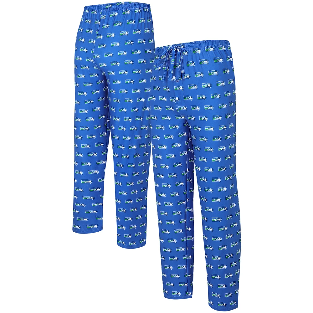 Pantalon en tricot à imprimé intégral Concepts Sport Royal Seattle Seahawks Gauge Throwback pour hommes