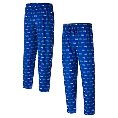 Men's Concepts Sport Royal Seattle Seahawks Record Throwback All Over Knit Pants