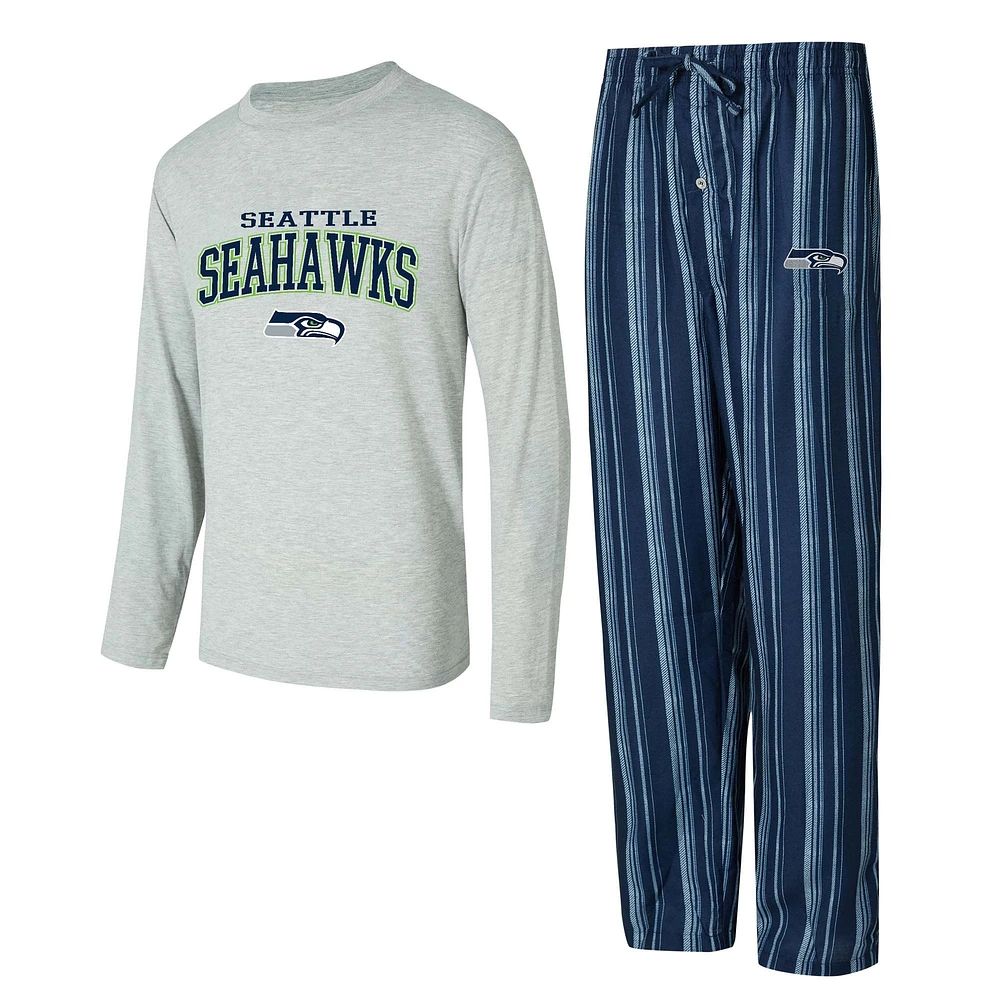 Ensemble de nuit pour homme Concepts Sport Seattle Seahawks Petition avec t-shirt à manches longues et pantalon