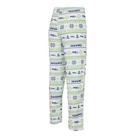 Men's Concepts Sport White/Navy Seattle Seahawks Tinsel Raglan Long Sleeve T-Shirt & Pants Sleep Set