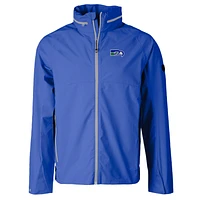 Veste de pluie extensible et déperlante entièrement zippée pour homme, coupe-vent buck, bleu, avec logo rétro des Seattle Seahawks