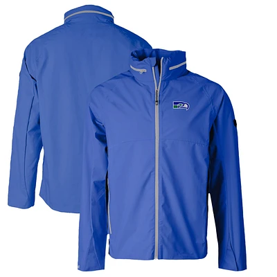 Veste de pluie extensible et déperlante entièrement zippée pour homme, coupe-vent buck, bleu, avec logo rétro des Seattle Seahawks