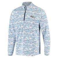 Men's Cutter & Buck College Navy Seattle Seahawks Traverse Camo Print DryTec Quarter-Zip Jacket