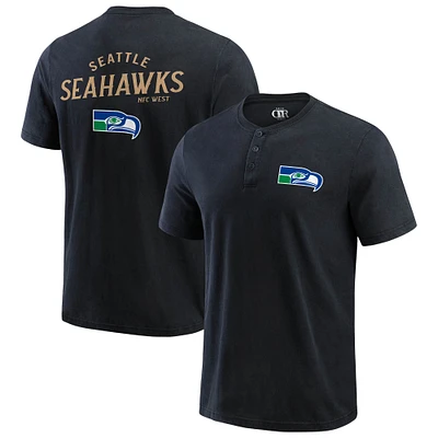 T-shirt Henley délavé noir pour homme de la collection Darius Rucker Fanatics des Seattle Seahawks