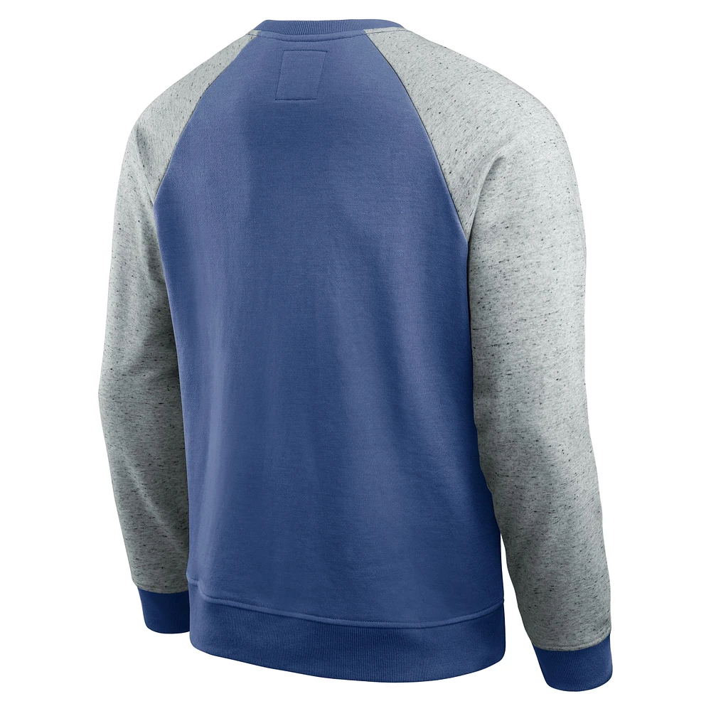 Men's Darius Rucker Collection by Fanatics Royal/Heather Gray Seattle Seahawks Throwback Color Block Raglan Pullover Sweatshirt