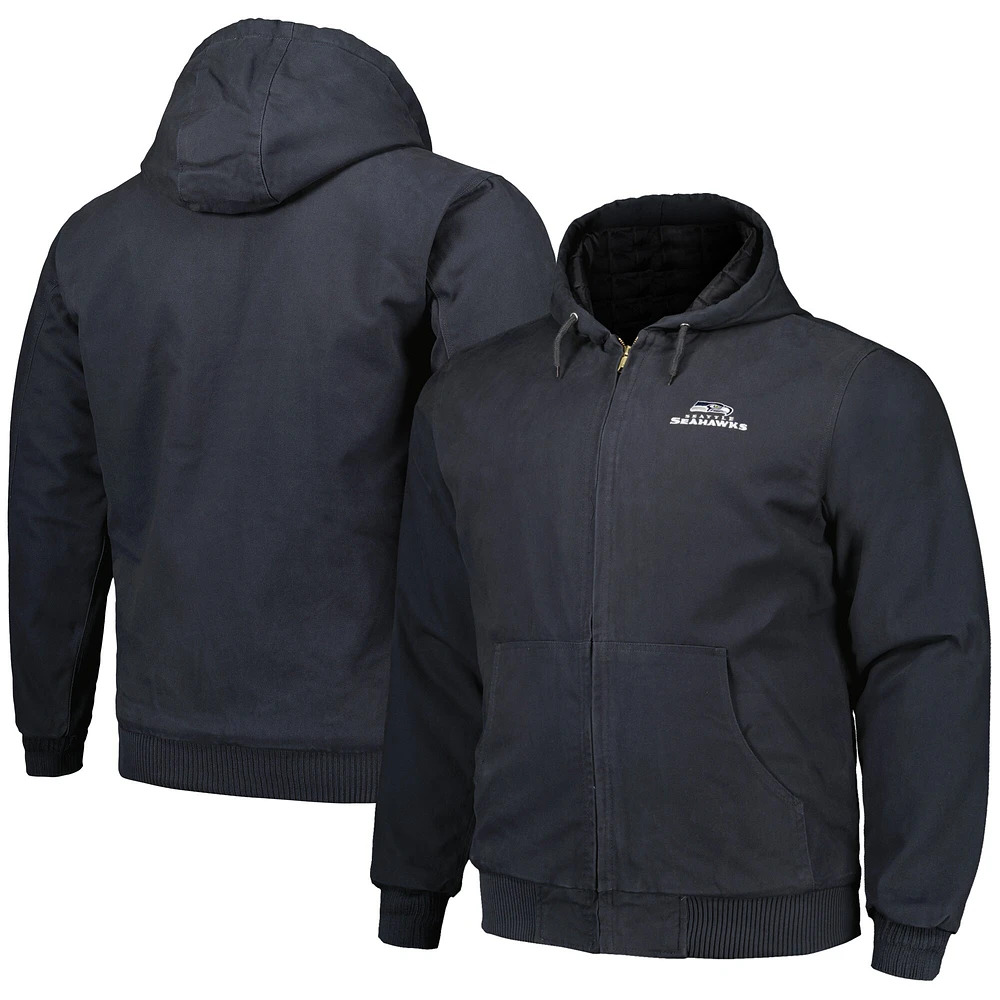 Dunbrooke Charcoal Seattle Seahawks Big & Tall Dakota Sweat à capuche en toile Veste entièrement zippée pour homme