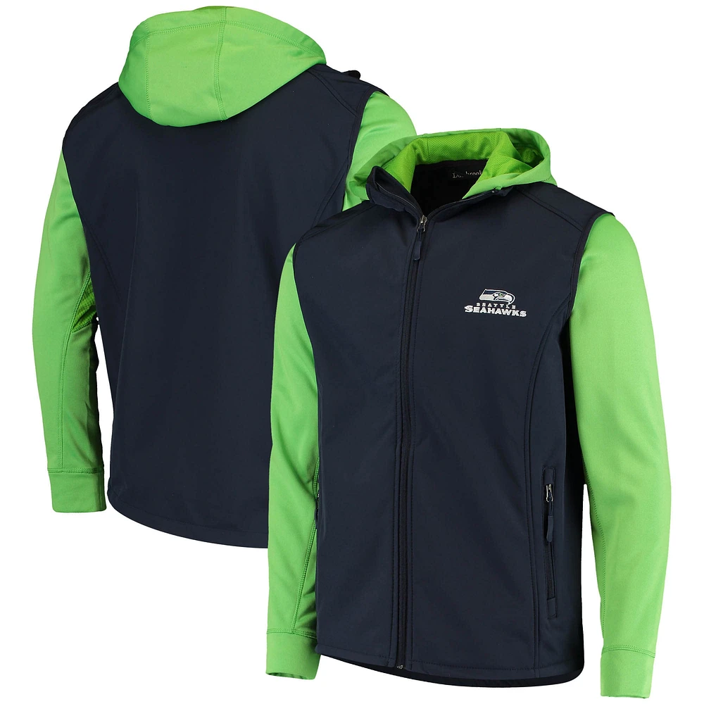 Veste à glissière intégrale Dunbrooke College Marine/Vert fluo pour hommes Seattle Seahawks Alpha