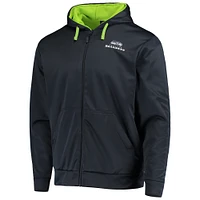 Sweat à capuche entièrement zippé pour homme Dunbrooke College bleu marine/vert fluo Seattle Seahawks Apprentice