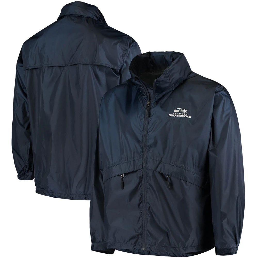 Men's Dunbrooke College Navy Seattle Seahawks Circle Sportsman Waterproof Packable Lightweight Full-Zip Jacket