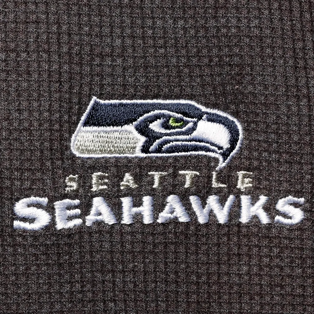 Dunbrooke Heathered Grey Seattle Seahawks Logo Maverick Thermal Henley T-shirt à manches longues pour hommes