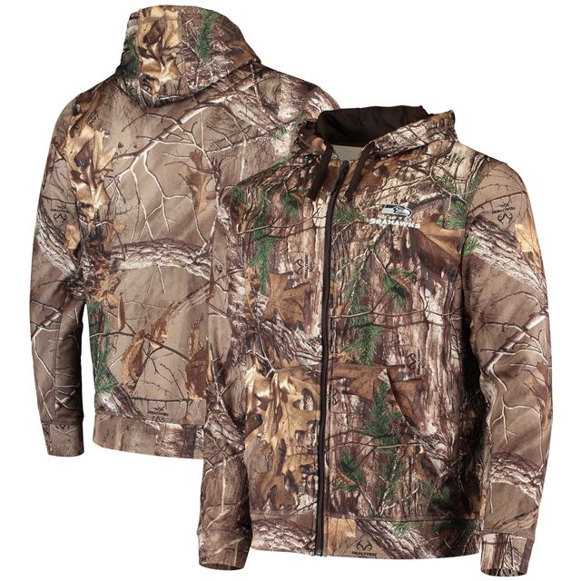 Chandail à capuchon entièrement zippé Dunbrooke Realtree Camo Seattle Seahawks Trophy Tech Fleece pour hommes