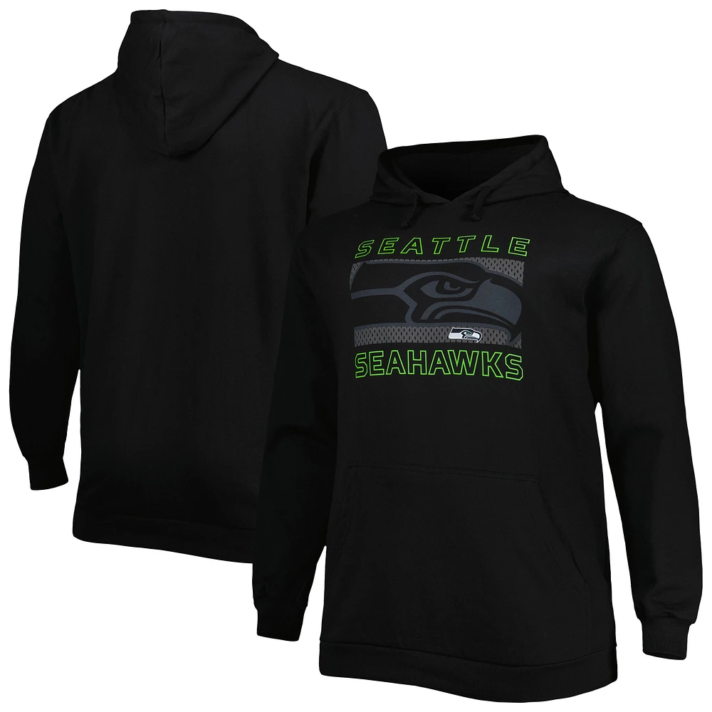 Men's Fanatics Black Seattle Seahawks Big & Tall Pop of Color Pullover Hoodie