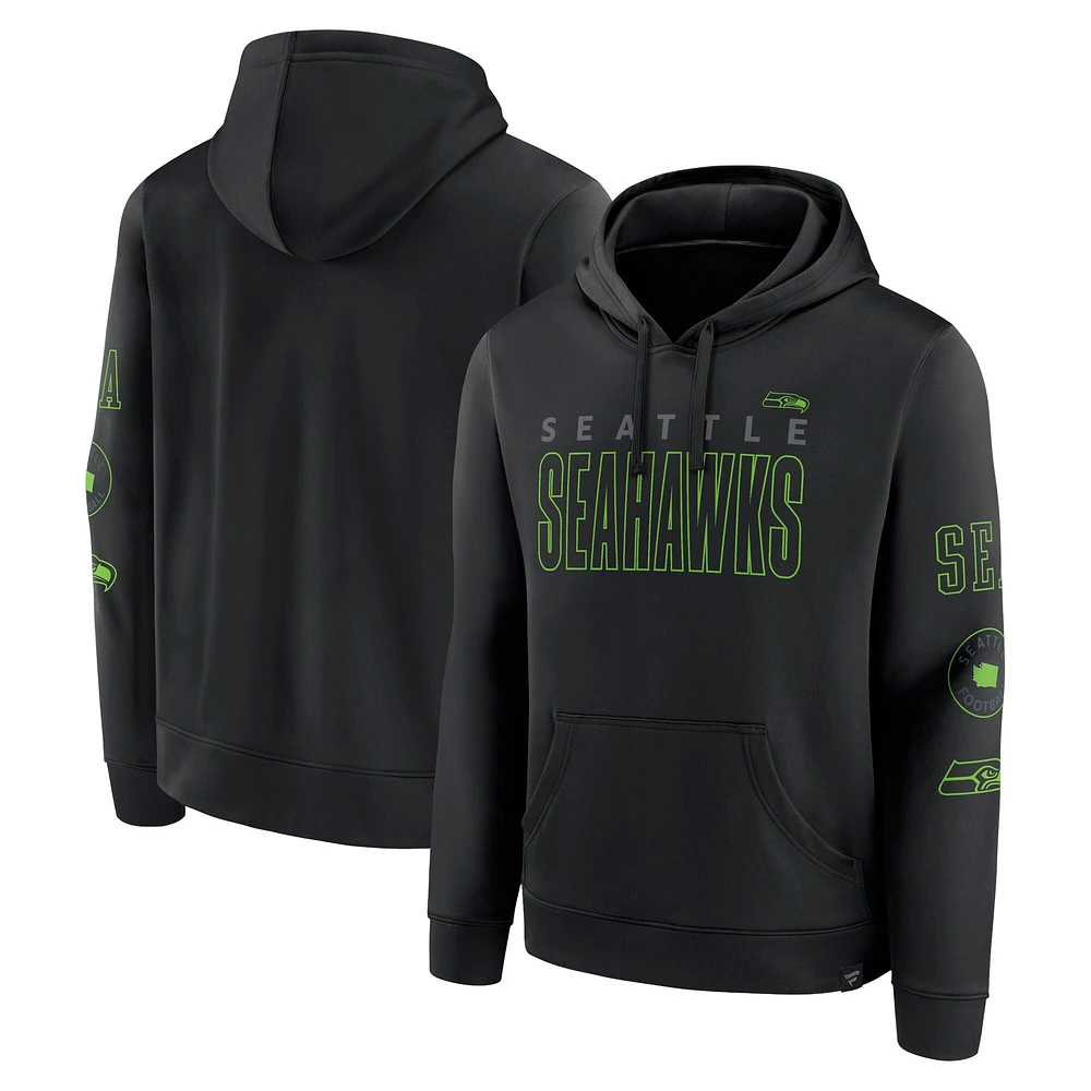 Sweat à capuche noir Fanatics pour homme des Seattle Seahawks Blackout
